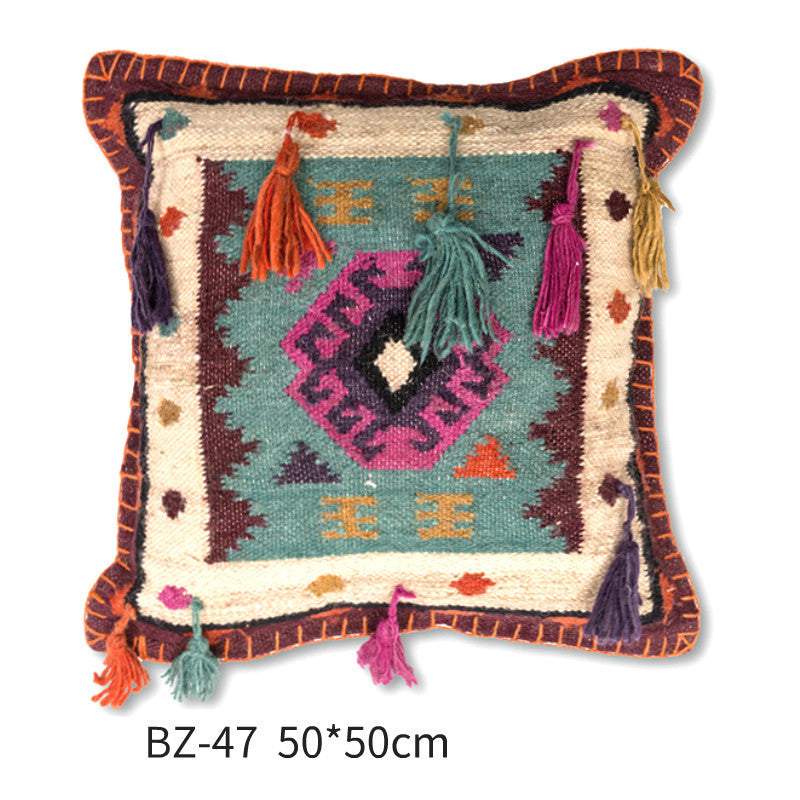 Handmade Wool Pillow Simple Modern American Country Nordic Style Imitation Leather Creative Cushion Cover - DropOnline.co