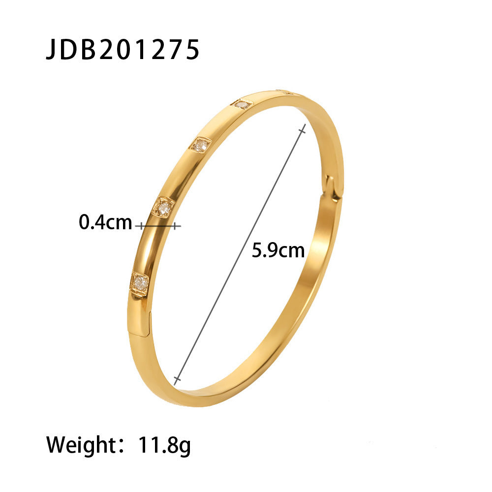 Fashionable And Versatile Gold-plated Stainless Steel Bracelets With Zirconia - DropOnline.co