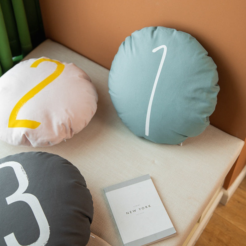 Cotton Canvas Round Pillow Sofa Cushion - DropOnline.co