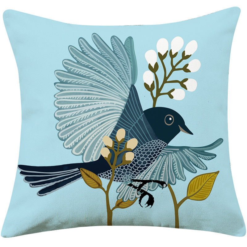 Country Pastoral Flower And Bird Cushion Cotton And Linen Pillowcase - DropOnline.co
