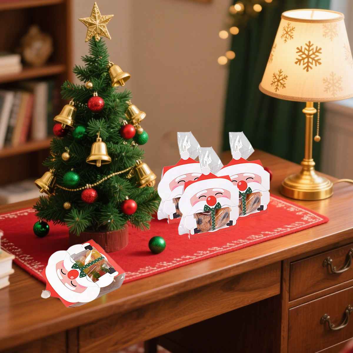 3D Christmas Goody Gift Boxes with Transparent Bags - Santa Claus Design - DropOnline.co