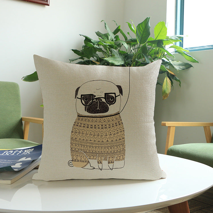 Printed cotton and linen cushion cover - DropOnline.co