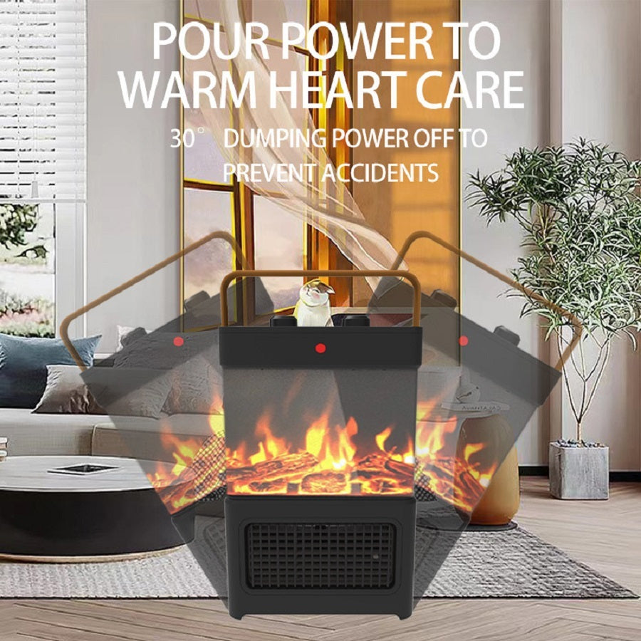 1500W Electric Fireplace Heater With Realistic 3D LED Flame, Overheat & Tip-Over Protection, Portable Indoor Heater For Home Office, Christmas Decorative Warmth - DropOnline.co