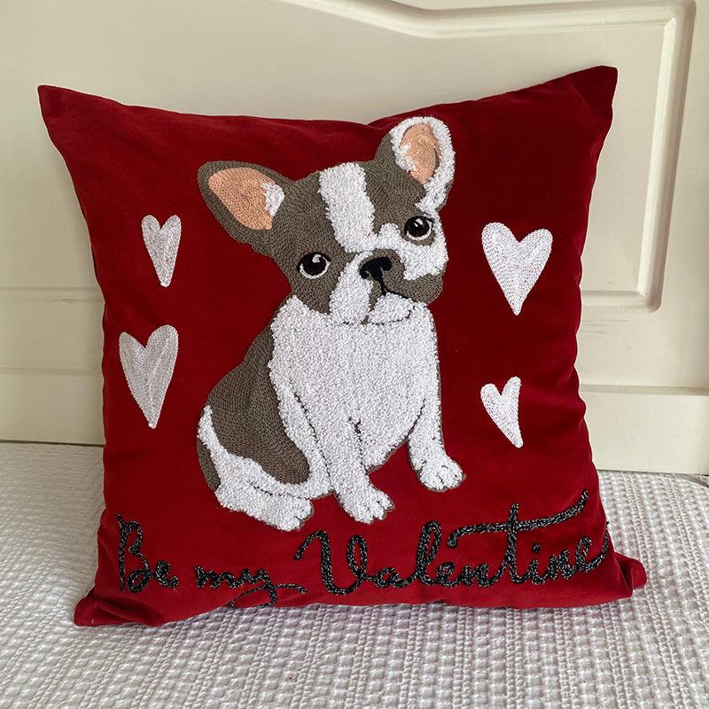 Pillow Embroidered Cushion With Core American Dog - DropOnline.co