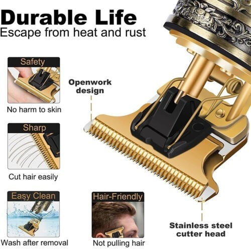 Beard Trimmer Hair Clippers Cordless Rechargeable Hair Cutting Barber Shaving Machine For Men USB Charging - DropOnline.co