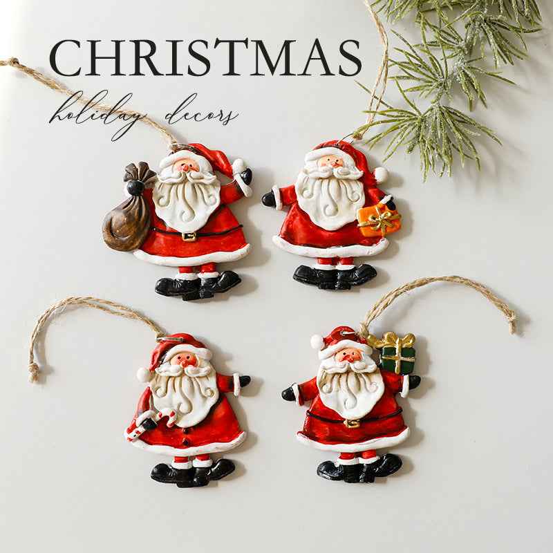 Christmas Resin Character Pendants - Santa Snowman Gingerbread Man Ornaments - DropOnline.co