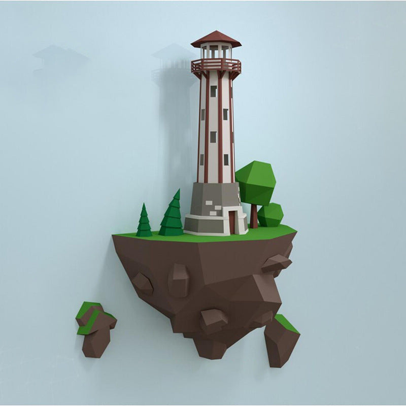 46cm Island Lighthouse Paper Model Home Wall Hanging Wall Decorations - DropOnline.co