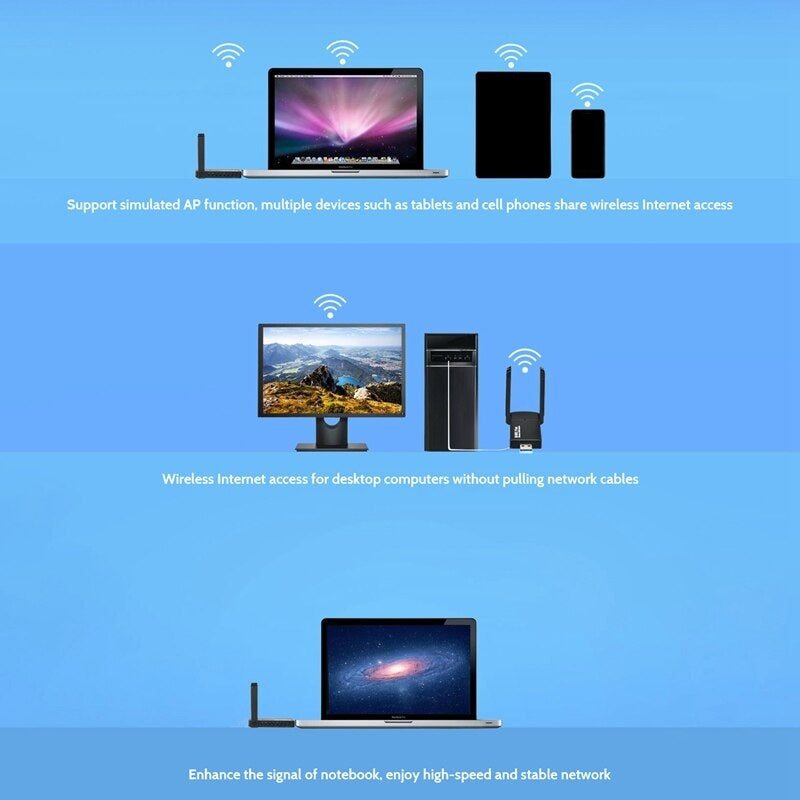 USB 3.0 Wireless WIFI Adapter 1300Mbps Long Range Dongle Dual Band 5Ghz Network - DropOnline.co