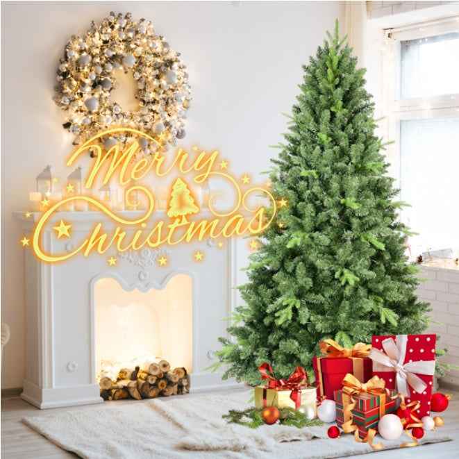 6ft Artificial Green Christmas Tree - 1339 PVC Hard Needle Mixed Branch Tips - DropOnline.co