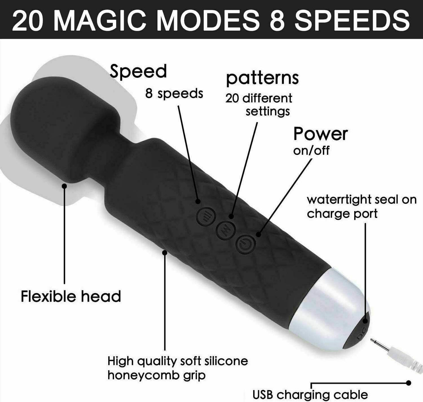 Magic Massage Wand Muscle Relaxation Massager 20 Speed Vibrating Full Body Therapy Motor - DropOnline.co