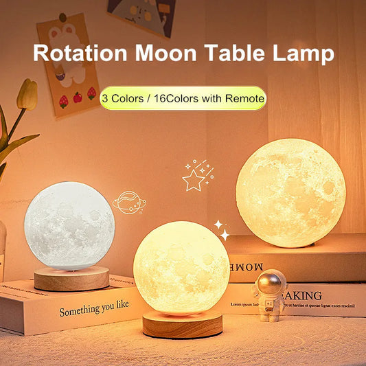 Creative 3D Magnetic Floating Levitating Moon Lamp Touch Control 3 Color Moon Light Lunar Night Light For Home Office Room Decor - DropOnline.co