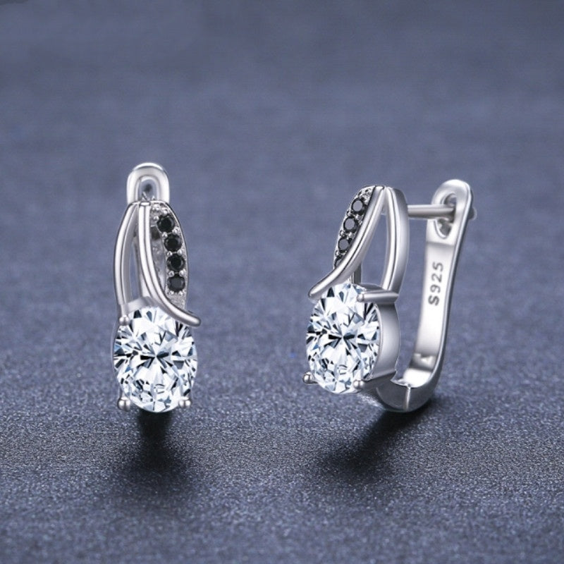 European And American Zircon Rhinestone Stud Earrings Copper Fashion All-match - DropOnline.co