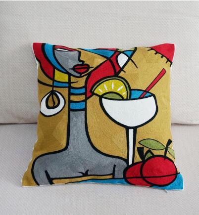 Roy Painting 1 Embroidered Cushion Cover - DropOnline.co