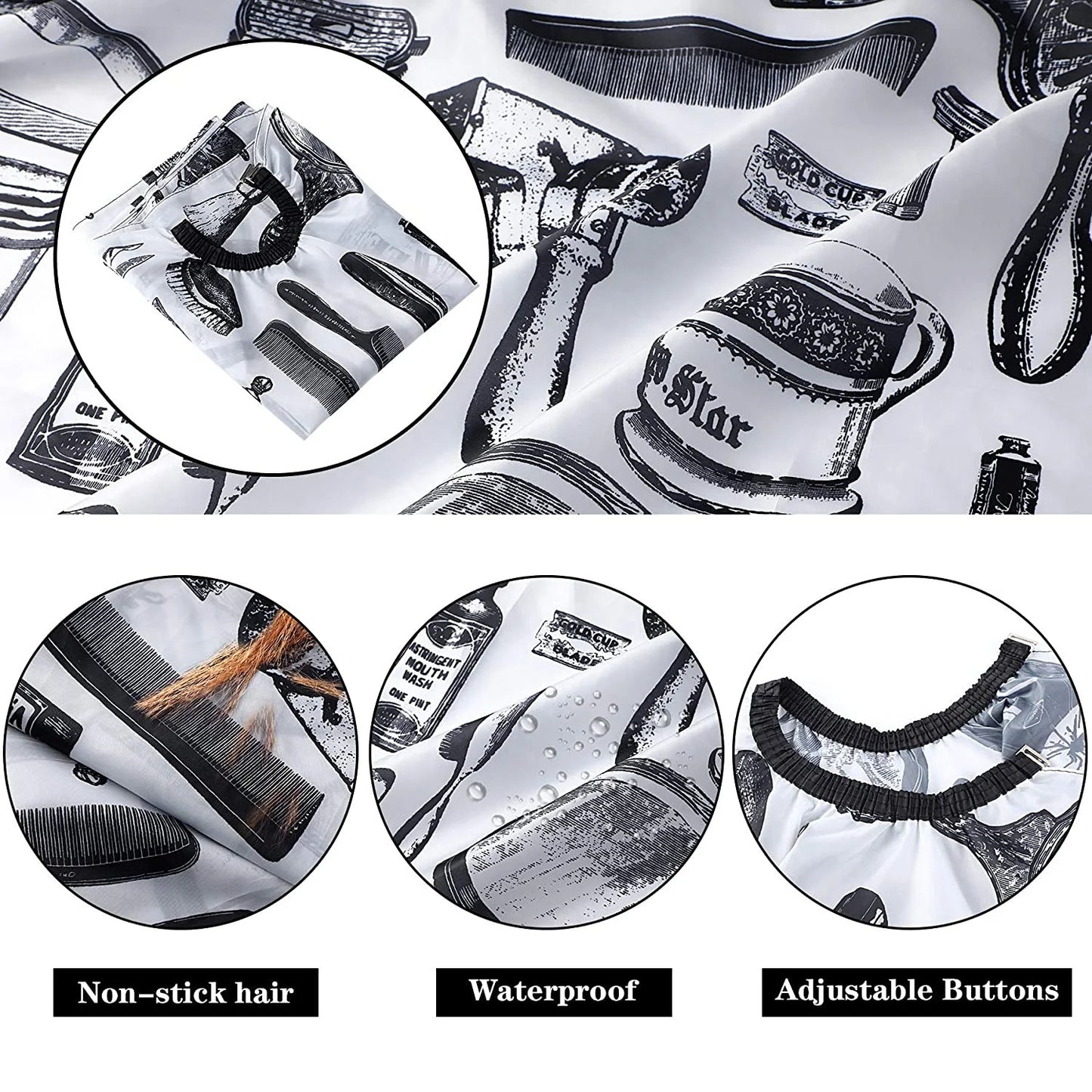 Professional Hair Cutting Cape With Neck Duster Brush, Salon Barber Cape, Hair Cutting Accessories -White Floral Print-Ban On Selling On Amazon - DropOnline.co