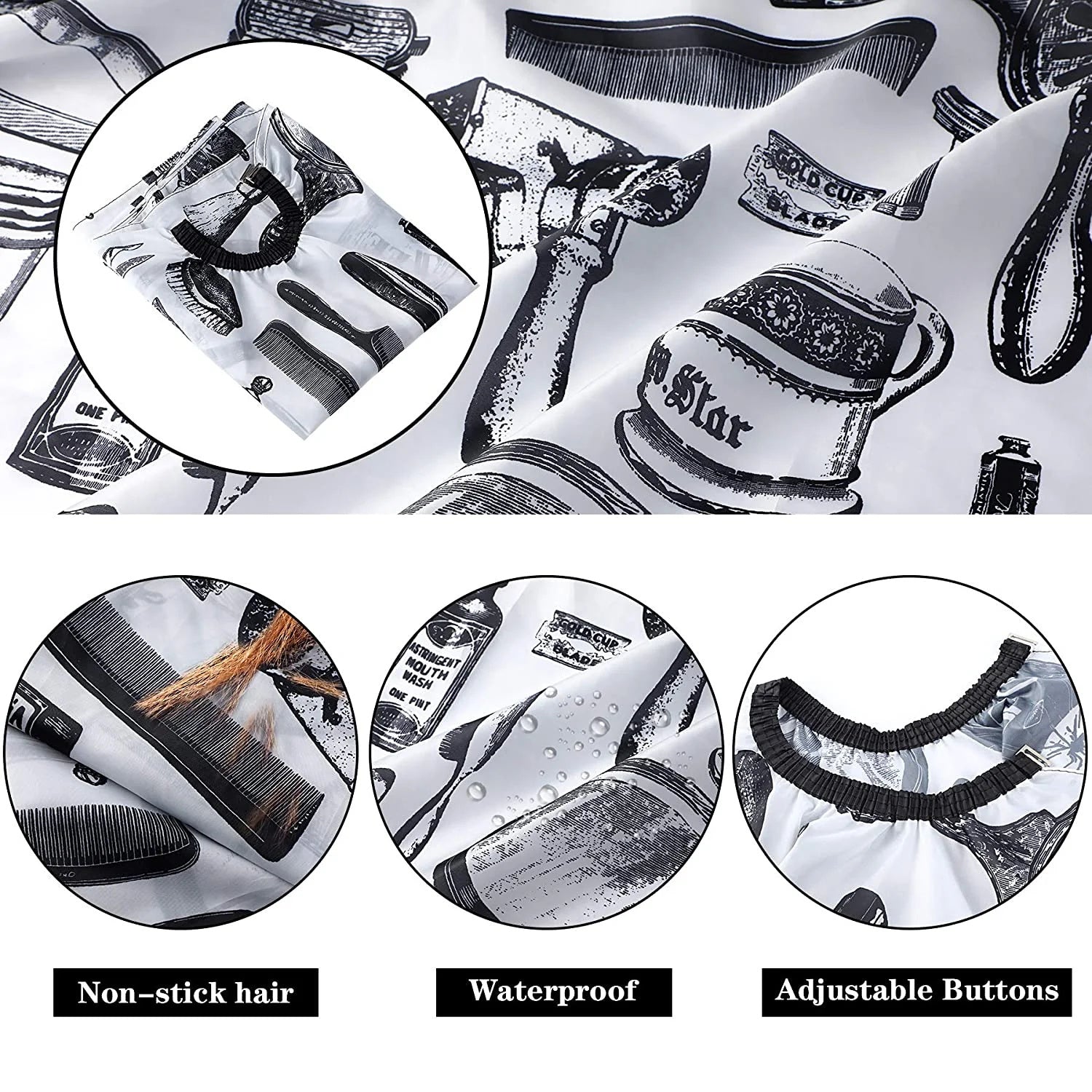 Professional Hair Cutting Cape With Neck Duster Brush, Salon Barber Cape, Hair Cutting Accessories -White Floral Print-Ban On Selling On Amazon - DropOnline.co