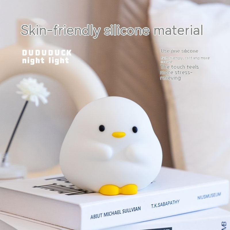 Cute Duck LED Night Lamp - Cartoon Silicone USB Rechargeable Sleeping Light with Touch Sensor Timing - DropOnline.co