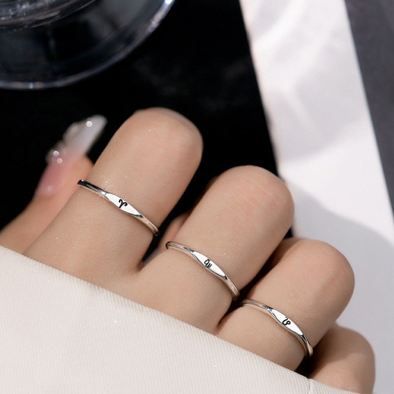 Simple Twelve Constellation Open Ring - Single Exclusive Zodiac Ring - DropOnline.co