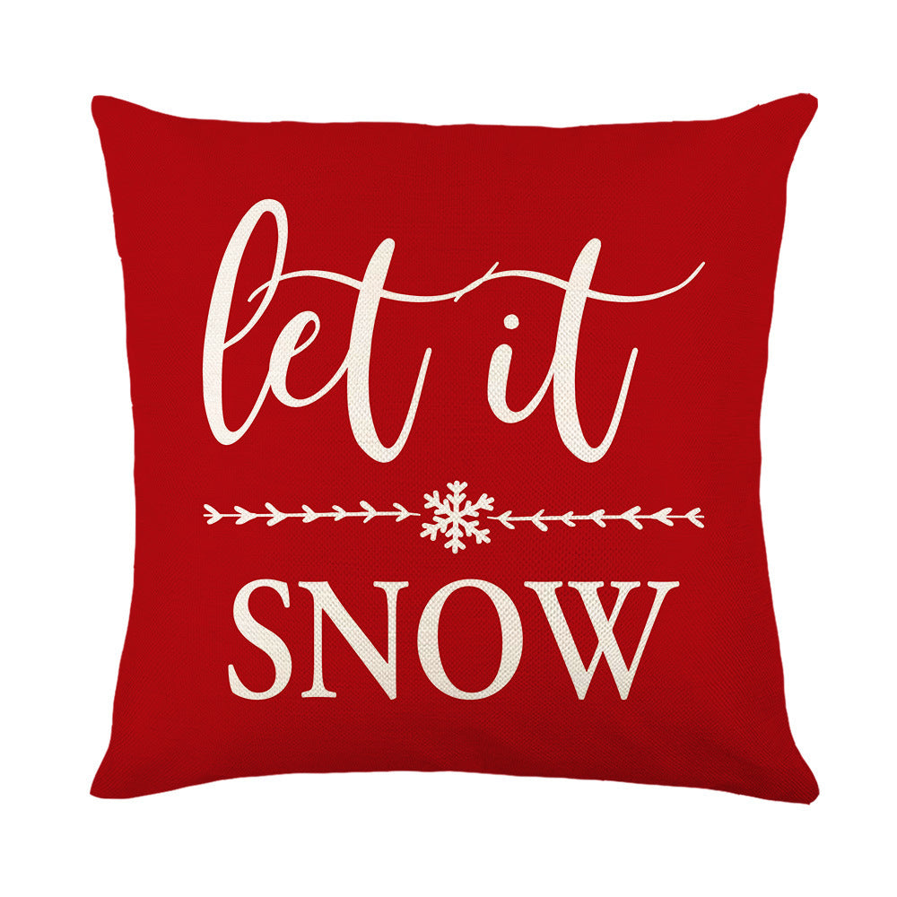 Christmas Pillow Cover Festival Festive Linen Printing Living Room Home Cushion Cover Bedroom Pillow - DropOnline.co