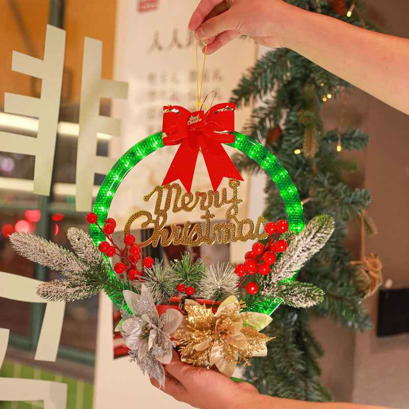 Christmas LED Garland 30cm - 60 Light Battery Powered Luminous Door Wreath Decoration - DropOnline.co