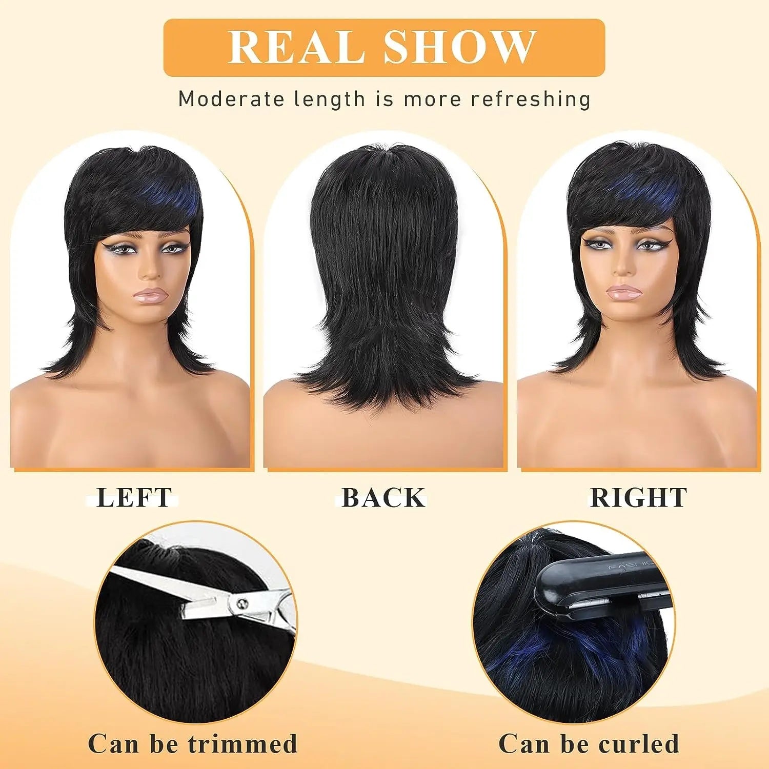 14-Inch Mullet Wig With A Fluffy Layered Pixie Cut Made From Synthetic Short Straight Hair, Crafted From High-Temperature Chemical Fiber, Perfect For Everyday Wear, Parties, And Various Festivals. - DropOnline.co