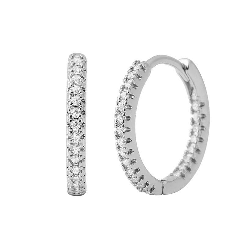 Circle Female Earrings Ear Clip Multicolor Zircon Elegant - DropOnline.co