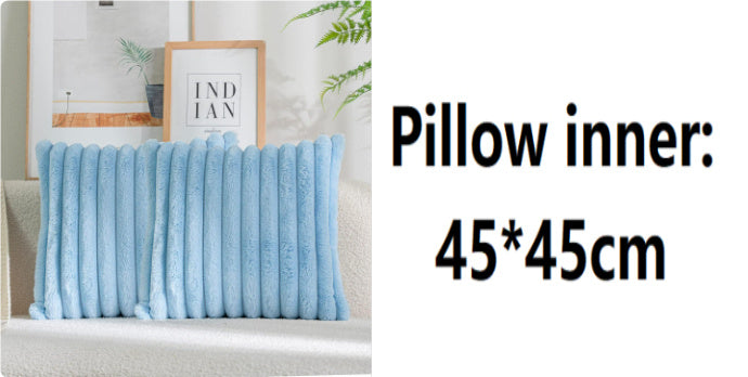 Rabbit Fur Solid Color Vertical Bar Plush Square Cushion Cover - DropOnline.co