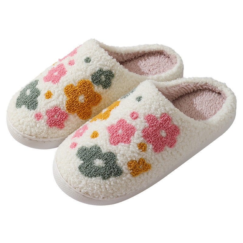 Warm Indoor Comfortable Colorful Flowers Cotton Slippers - DropOnline.co