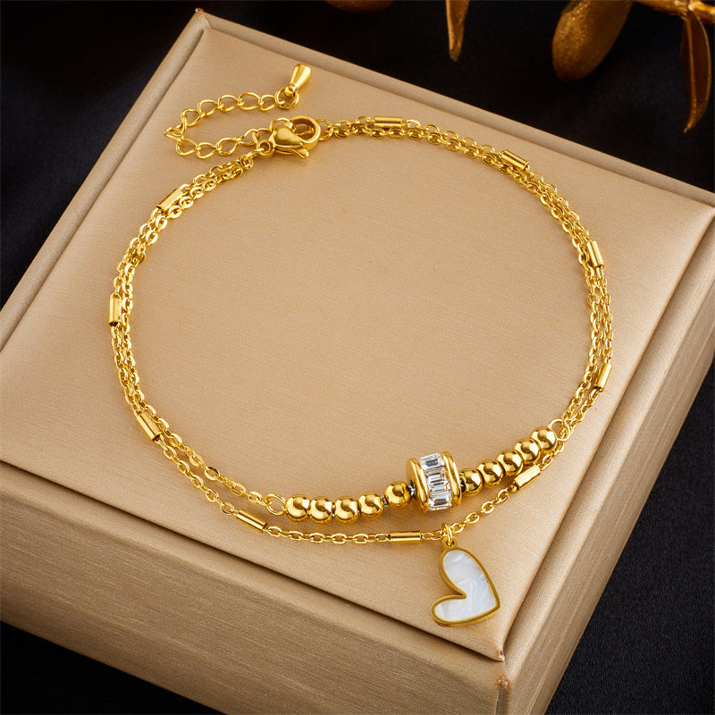 Fashion Jewelry Boho Classic Love Heart Ankle Chain Double Layer Chain Bracelet Anklet Charm Tassel Leg Chain On Foot Chain Women Party Jewelry Accessories - DropOnline.co