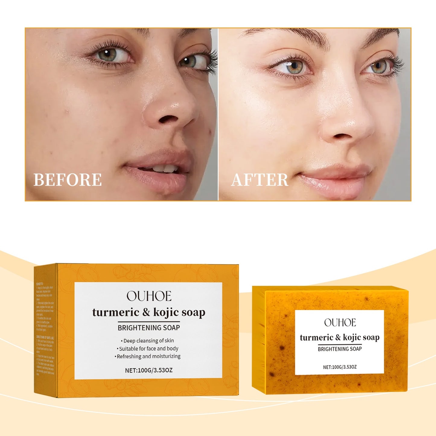 Lemon Turmeric Brightening Soap Gently Cleanses The Skin, Moisturizes, Hydrates And Replenishes Water. It Is A Facial And Body Care Soap - DropOnline.co