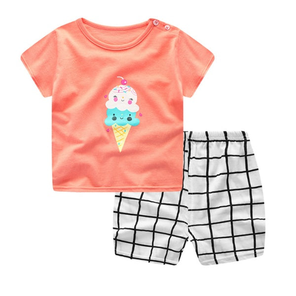 Cartoon Baby Clothing Set - Summer T-Shirt & Shorts Outfit for Boys & Girls - DropOnline.co