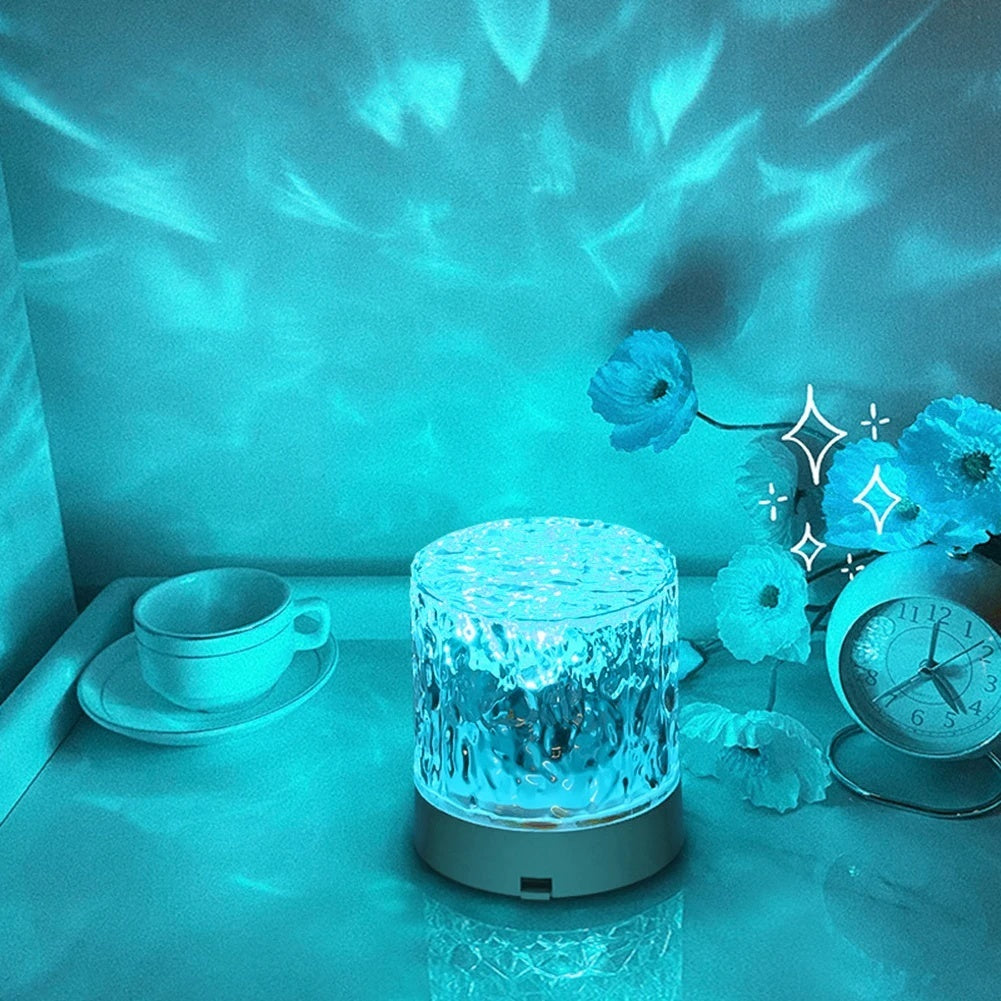 Crystal Lamp Water Ripple Projector Night Light Decoration Home Houses Bedroom Aesthetic Atmosphere Holiday Gift Sunset Lights Home Decor - DropOnline.co