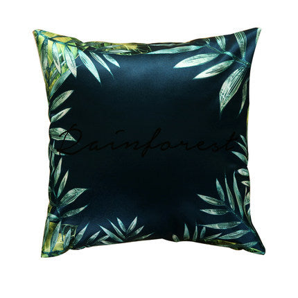 Modern rainforest bird green leaf print cushion cover - DropOnline.co
