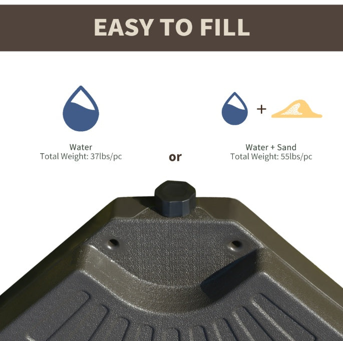 Cantilever Patio Umbrella Base Fan Shaped Weights With Handles Durable Material Coffee - DropOnline.co