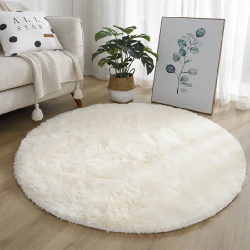 Super Soft Plush Round Rug Mat Fluffy White Carpets For Living Room Home Decor Bedroom Kid Room Decoration Salon Thick Pile Rug - DropOnline.co