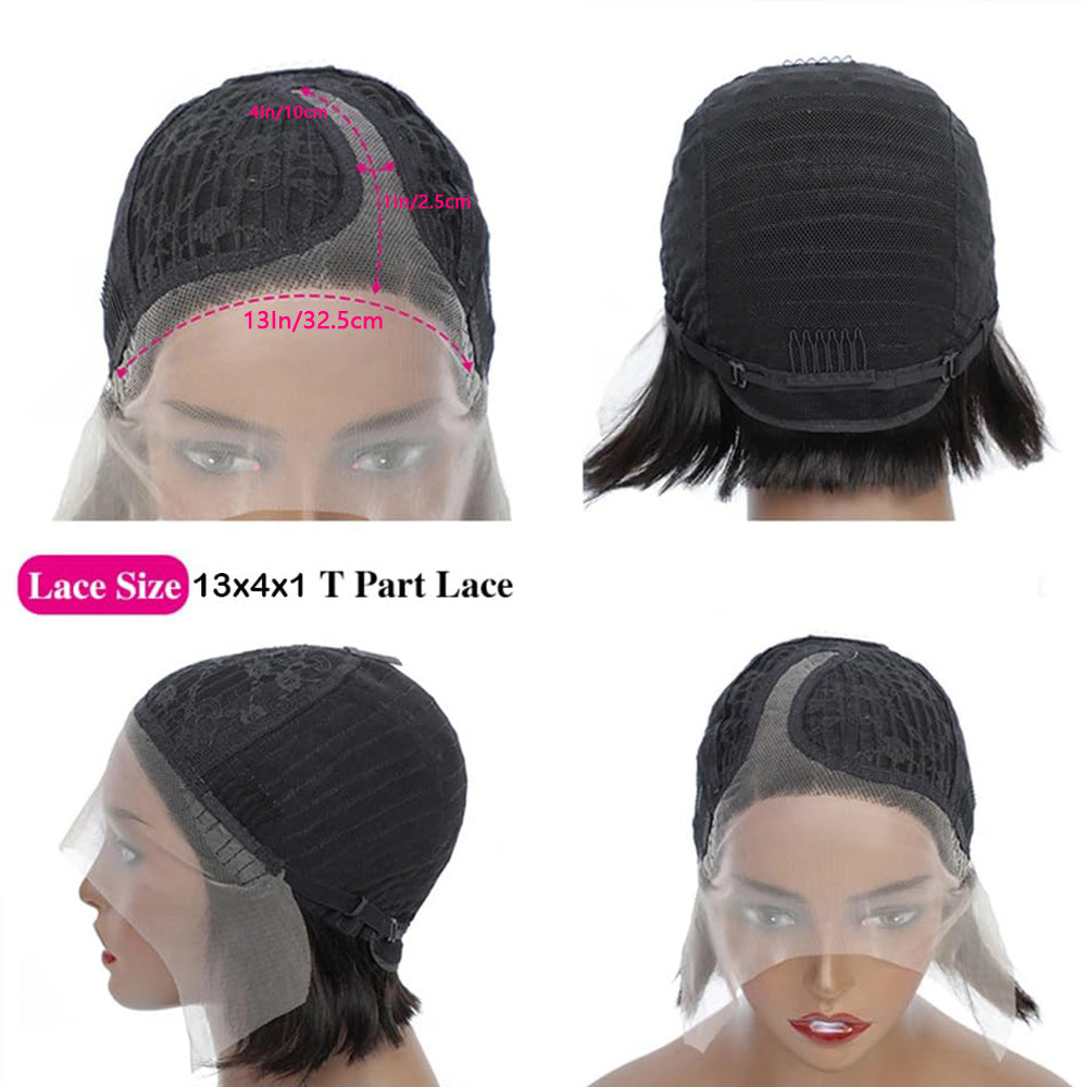 Human Hair Lace Bob Non-toxic Wig-pre-drawn, 13X4X1 Lace,  Short Straight, T-part Lace Front Short Wig, Suitable For The Whole Scene. - DropOnline.co