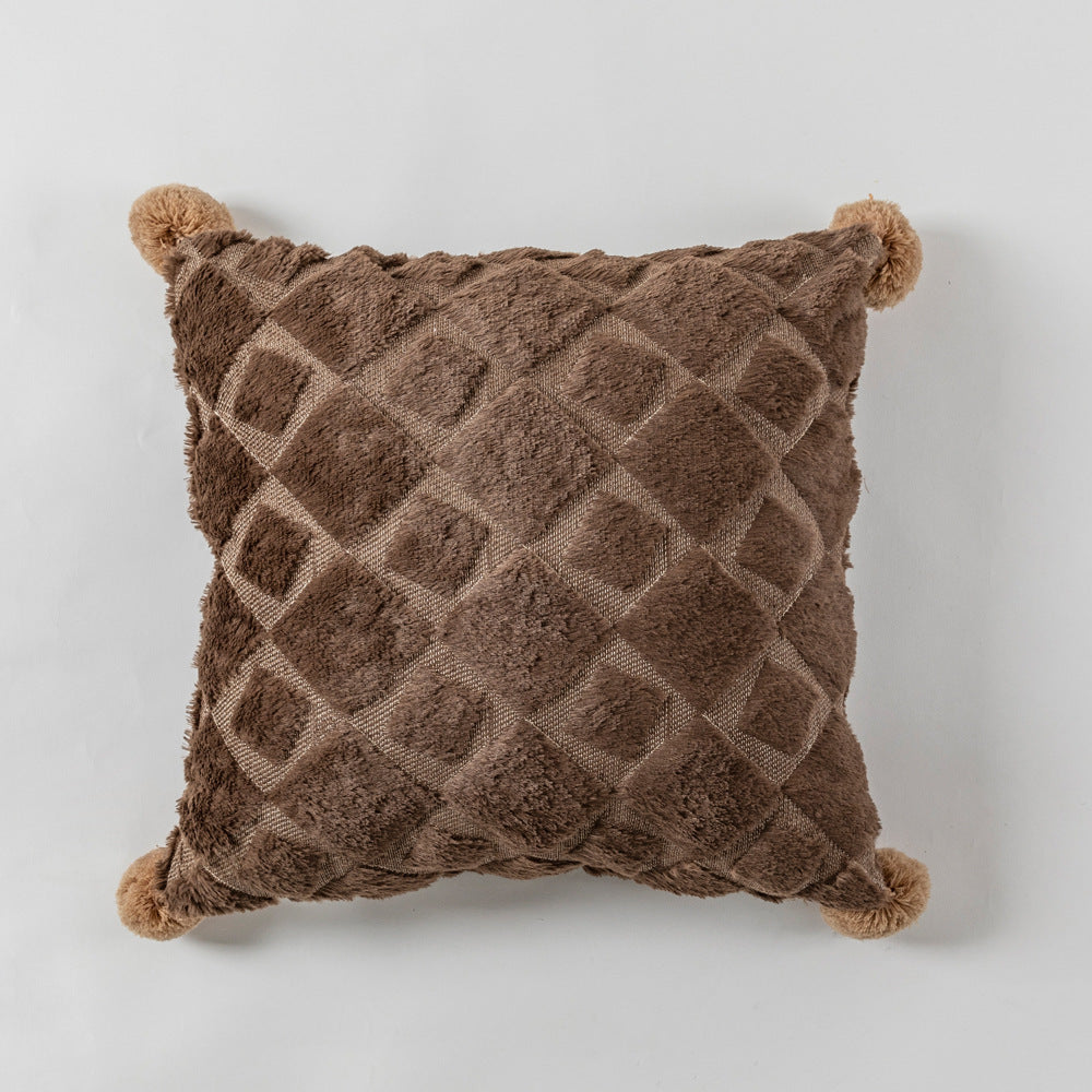 Solid color plush ball sofa cushion - DropOnline.co