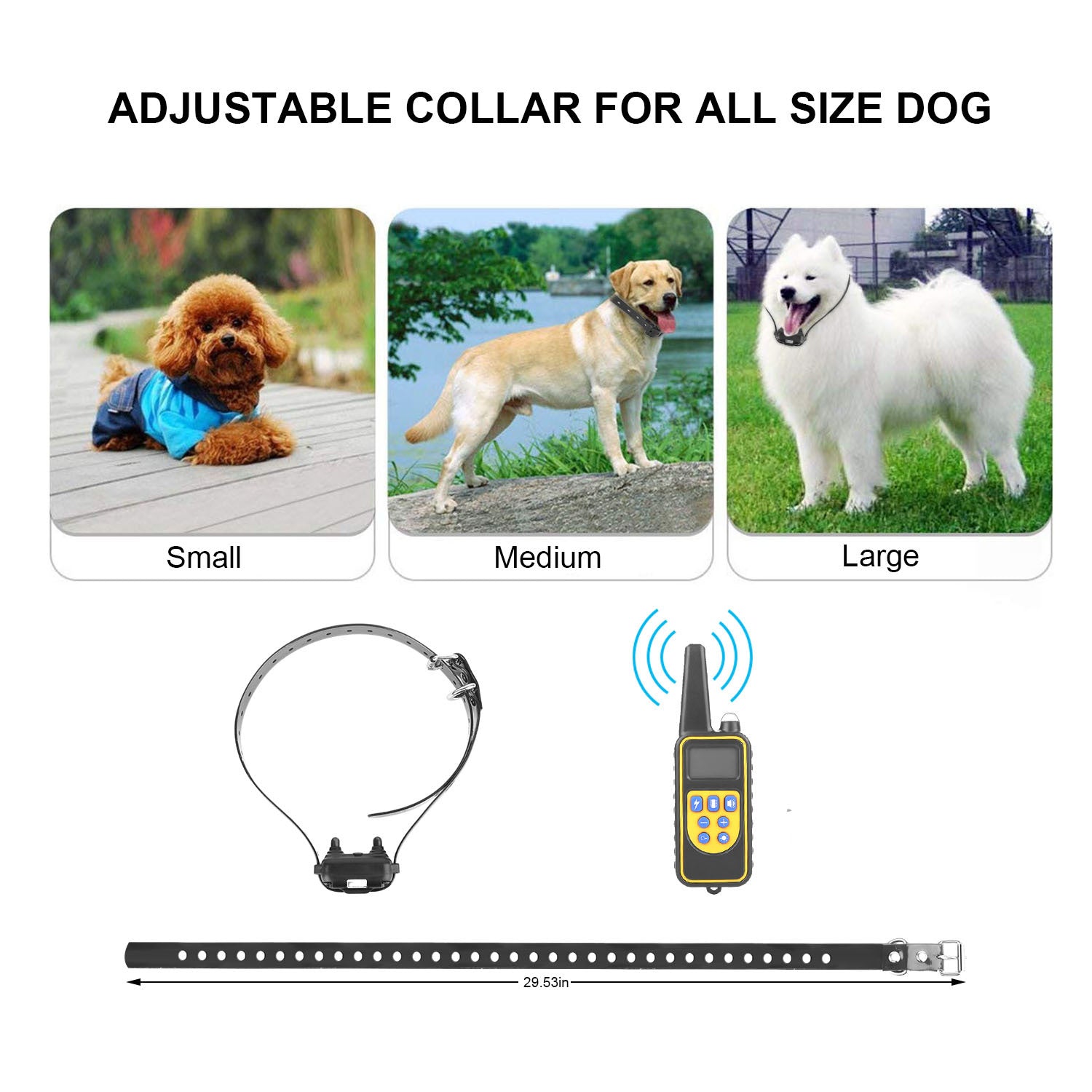 1Pc Dog Training Collar With Remote  IP67 Waterproof Pet Trainer 300mAh Rechargeable 875 Yard Remote Control 4 Modes Adjustable Level - DropOnline.co