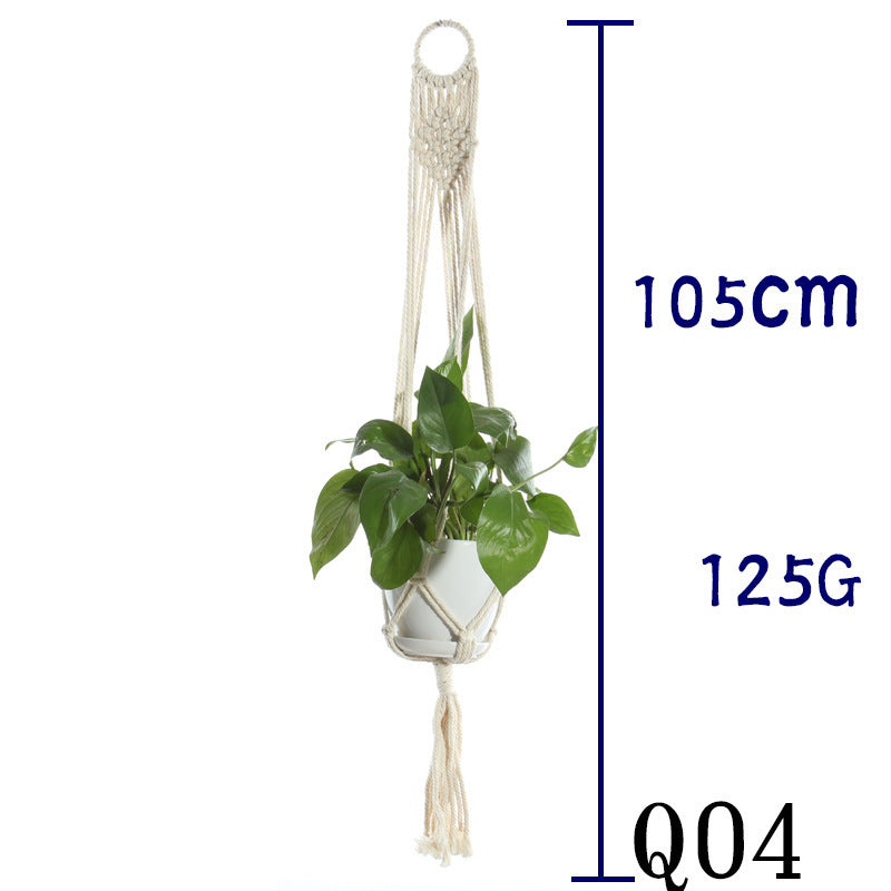 Flower Pot Net Bag Beige Cotton Rope Indoor Plant Hanger Hanging Basket Sling - DropOnline.co