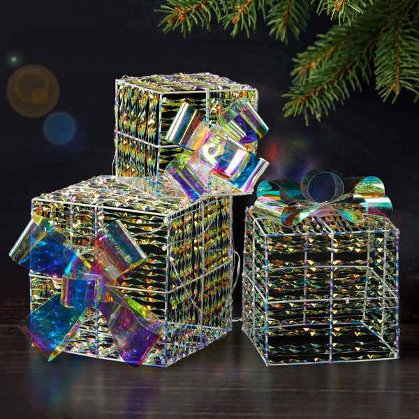 3pcs Colorful Gift Box Set - 7.5in-6.3in-5in Christmas Lighting Gift Boxes - DropOnline.co
