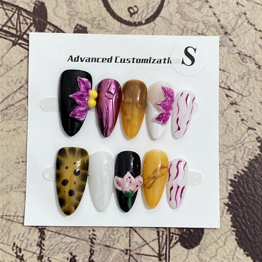 Three-dimensional Carved White High-grade Mid-length Manicure Wear Nail - DropOnline.co