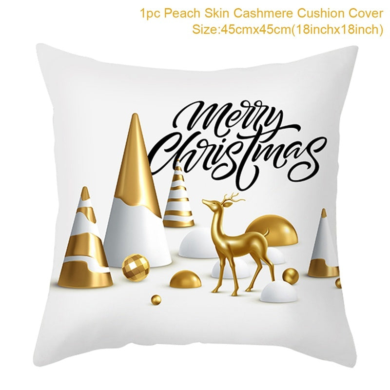 Christmas Printed Throw Pillow Cushion Cover - Festive Linen Holiday Decoration for Home - DropOnline.co