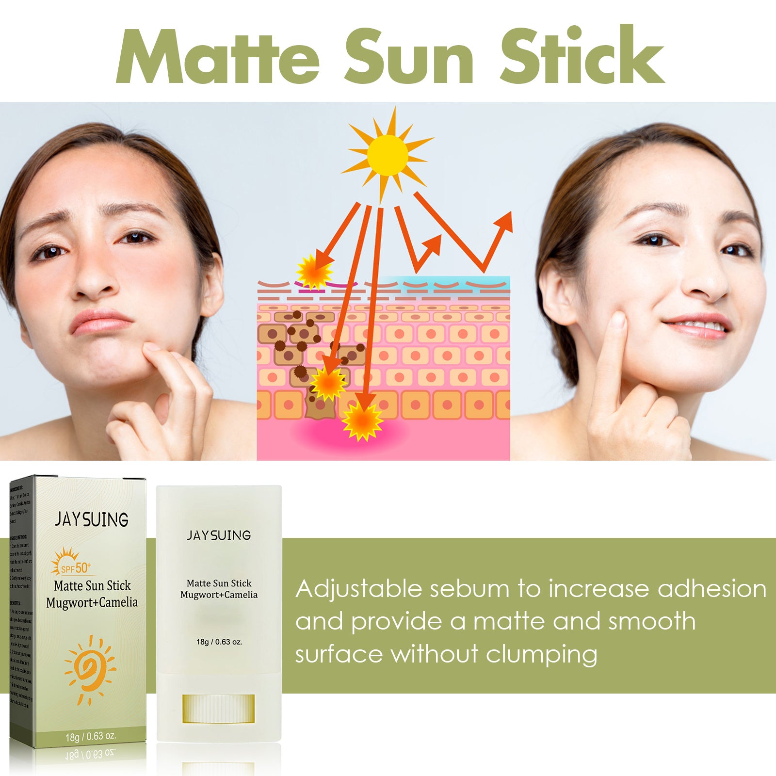 Jaysui Matte Protective Stick Protects UV Rays, Moisturizes, Repairs, Brightens Skin, Refreshing Skincare Cream For Summer - DropOnline.co