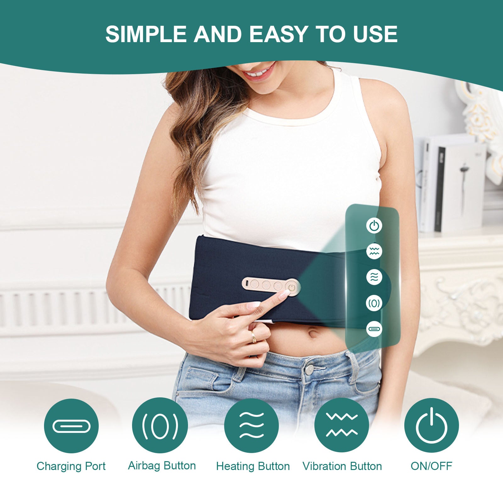 Smart Auto-Adjusting Heating Massager For Back Pain Relief, 4 Vibrations, 3 Modes, 3 Heat Levels, USB Rechargeable - DropOnline.co