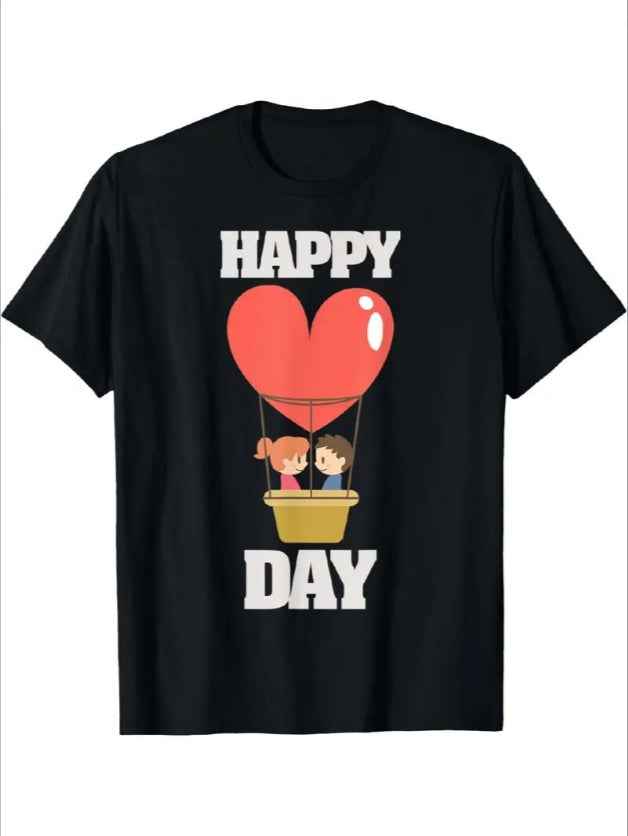 Love Valentine's Day T-Shirt - Couple Christmas Fashion Casual Short Sleeve Tee