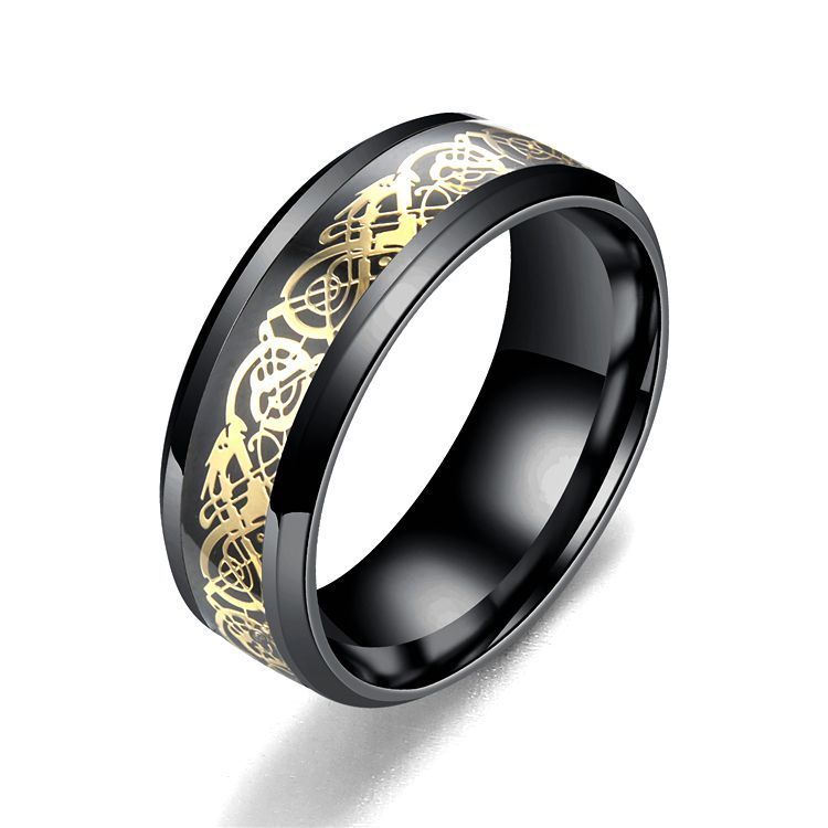 Stainless Steel Dragon Pattern Ring - Bold Statement Ring - DropOnline.co
