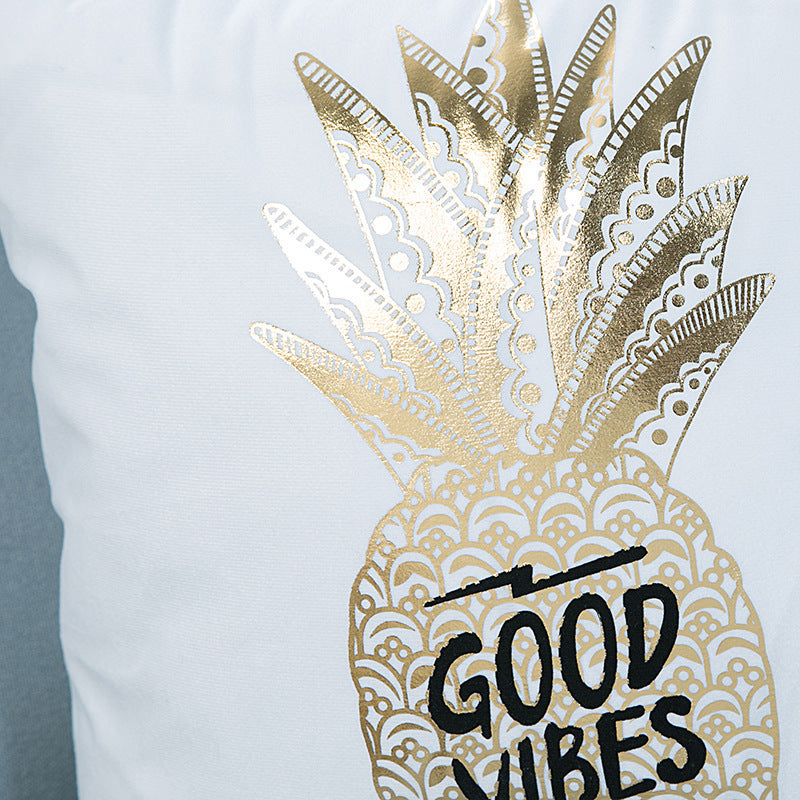 Super Soft Pineapple Love Letter Bronzing Hot Silver Pillowcase Cotton And Linen Car Sofa Cushion - DropOnline.co
