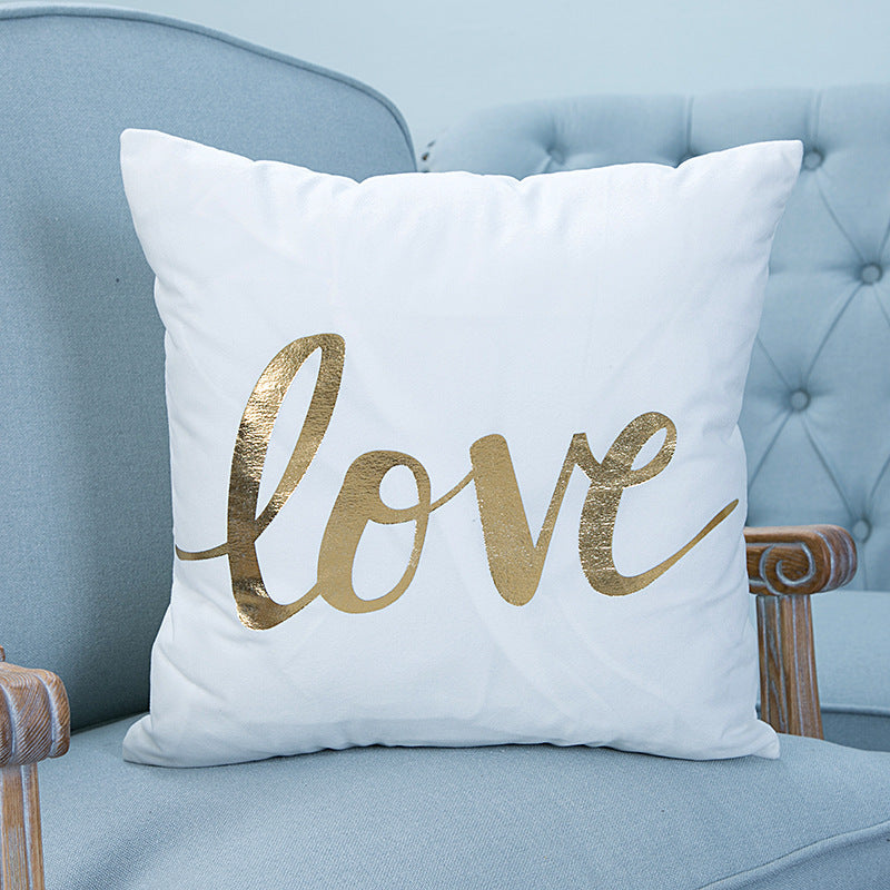 Super Soft Pineapple Love Letter Bronzing Hot Silver Pillowcase Cotton And Linen Car Sofa Cushion - DropOnline.co