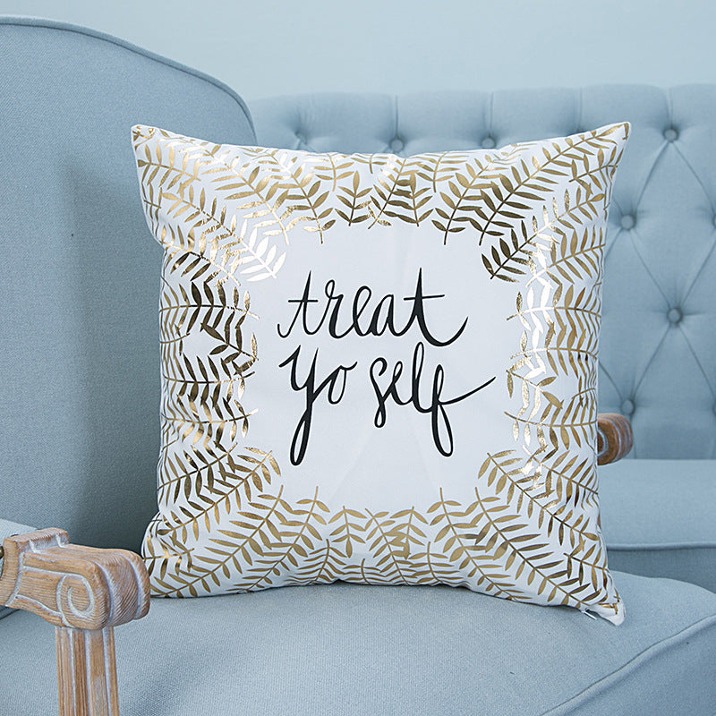 Super Soft Pineapple Love Letter Bronzing Hot Silver Pillowcase Cotton And Linen Car Sofa Cushion - DropOnline.co