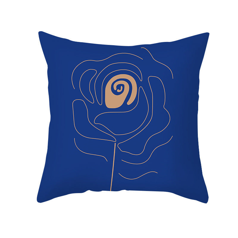 Ins Blue Abstract Super Soft Printing Pillowcase - Retro Art Sofa Cushion for Modern Home - DropOnline.co