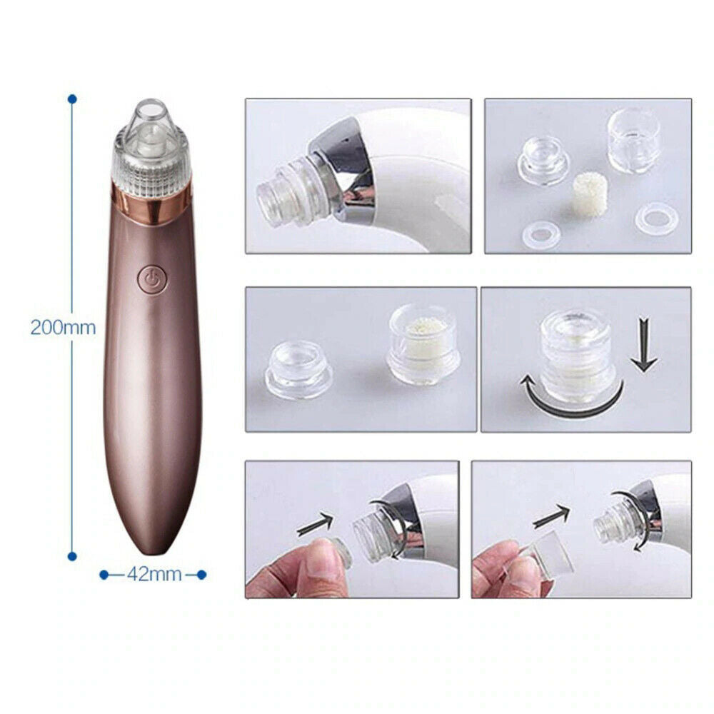 Electric Blackhead Vacuum Pore Cleaner Acne Pimple Remover Strong Suction Tool Electric Blackhead Remover Pore Vacuum Suction Diamond Dermabrasion Face Cleaner - DropOnline.co